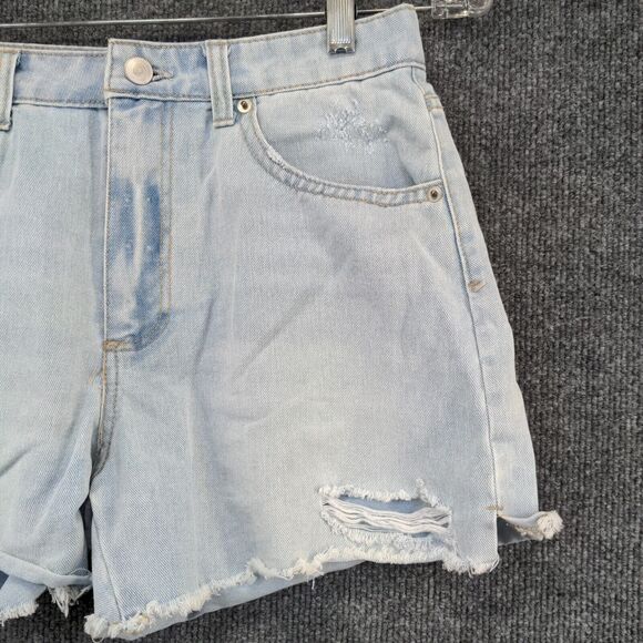 No Boundaries Womens Juniors Cut Off Jean Shorts Blue Size 7 Distressed - Picture 7 of 10